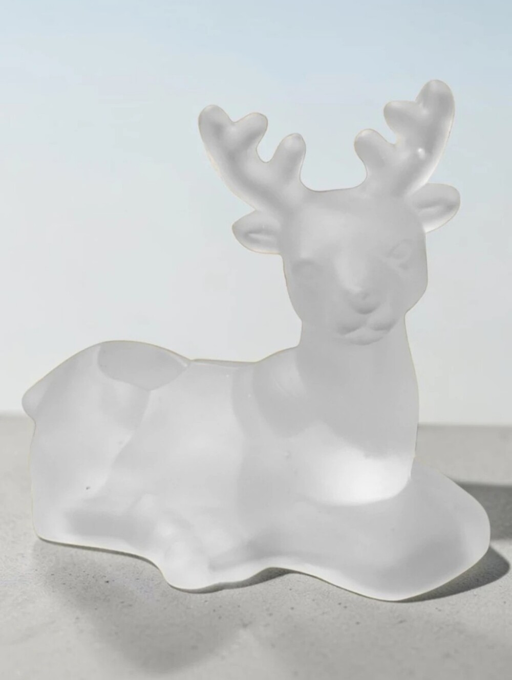 Vtg Frosted Glass Deer Buck Candle Stick Holder